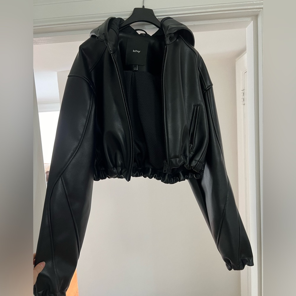 Black faux leather KHY jacket